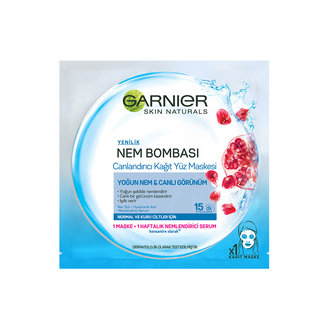 Garnier Nem Bombası Nar Canlandırıcı Kağıt Maske