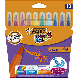 BIC Kids Visaquarelle Fırça Uçlu Boya Kalemleri 10'lu Kutu