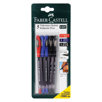 Faber Castell 1425 Renkli Tükenmez Kalem 5Li