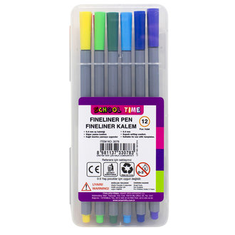 School Time Fineliner Kalem 12 Renk Pvc Kutu