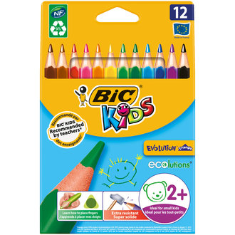 BIC Kids Evolution Üçgen Jumbo Kuru Boya Kalemi 12'li Kutu