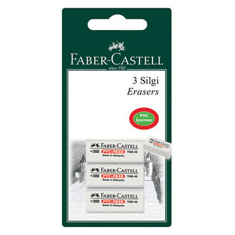 Faber Castell Plastik Silgi Beyaz Renk 3'Lü ( 7086/48 )