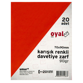 Oyal Renkli Davetiye Zarfı 7X9 20'Li