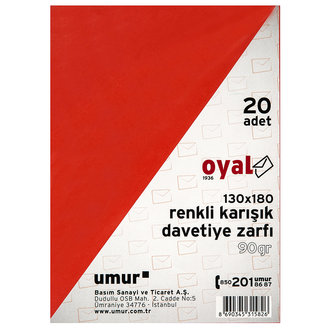 Oyal Renkli Davetiye Zarfı 13X18 20'Li