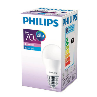 Philips Essential Led Ampul 9-70W Beyaz E27 Normal Duy