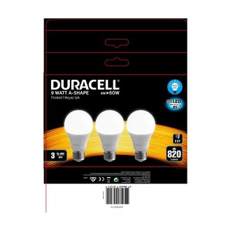 Duracell A60-e27 820Lm 9W 3'lü Beyaz Led Ampul