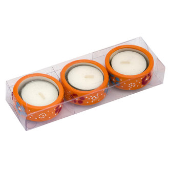 Myros Seramik El İşi Tealight Mumluk 3'Lü