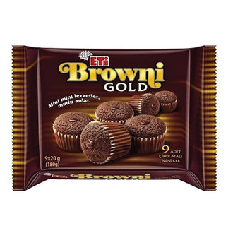 Eti Brownie Gold Kakao Soslu Çikolatalı Kek 9'Lu 180 G