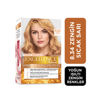 L'Oreal Excellence Intense Saç Boyası Zengin Sıcak Sarı 8.34